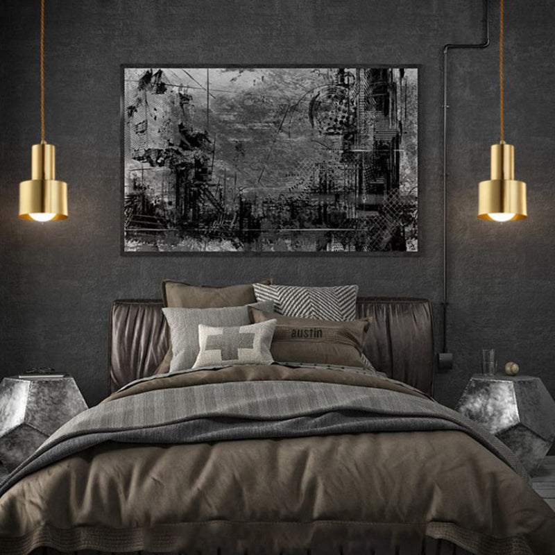 Gold Cylindroid Pendant Light in Modern Creative Style Copper Indoor Hanging Lamp