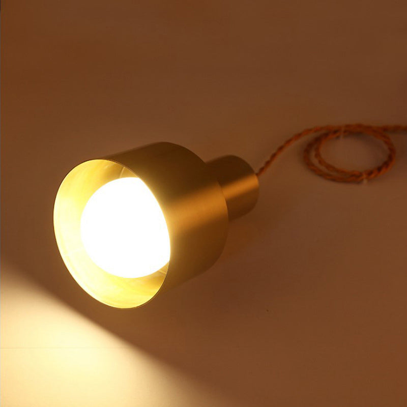 Gold Cylindroid Pendant Light in Modern Creative Style Copper Indoor Hanging Lamp