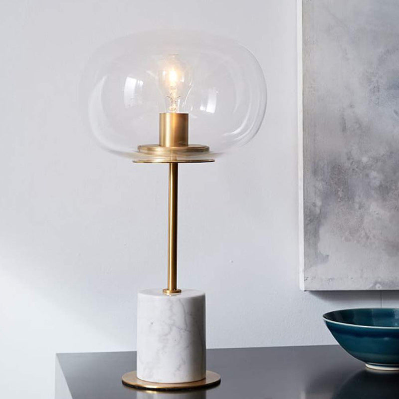 Modern Artistic Single Table Light Marble Globe Table Lamp with Glass Shade