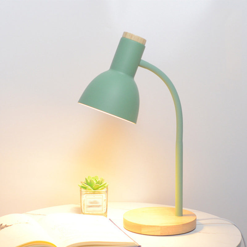 Wooden Dome Table Lamp in Modern Minimalist Style Wrought Iron Macaron Table Light for Bedroom