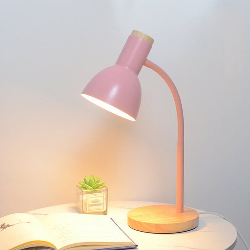 Wooden Dome Table Lamp in Modern Minimalist Style Wrought Iron Macaron Table Light for Bedroom