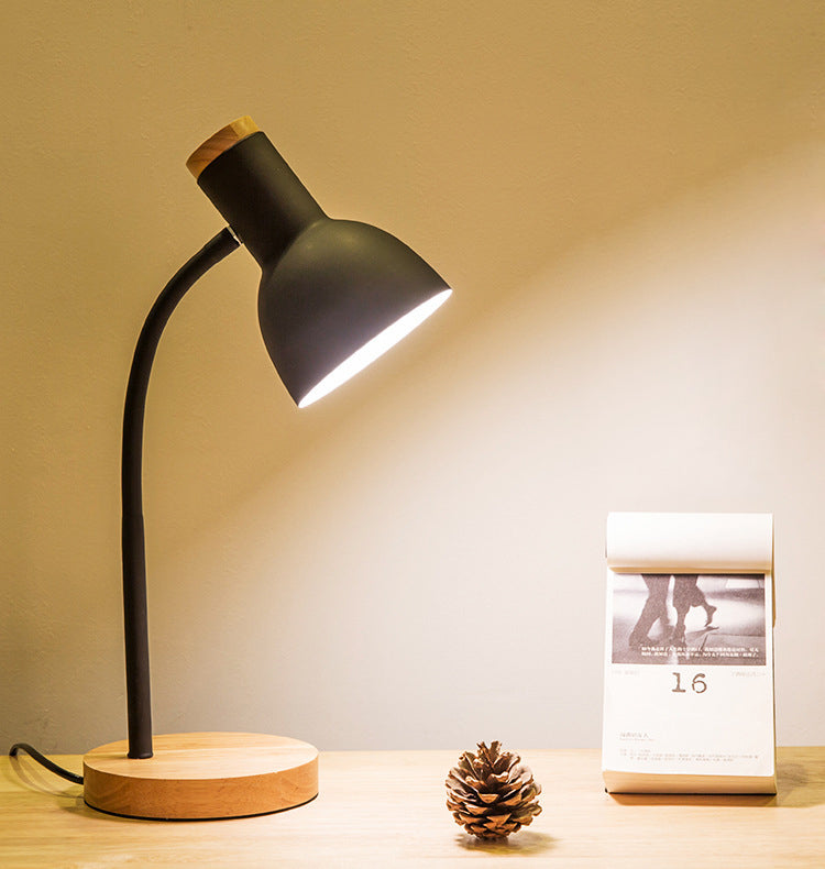 Wooden Dome Table Lamp in Modern Minimalist Style Wrought Iron Macaron Table Light for Bedroom
