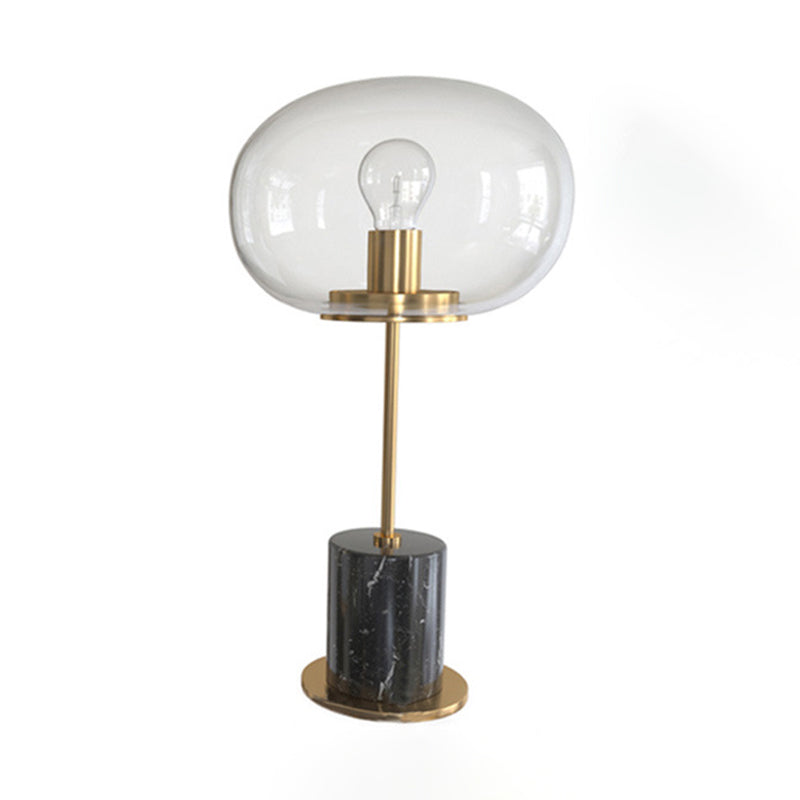 Marble Globe Table Lamp in Modern Luxury Style Electroplate Metal Table Light with Glass Shade
