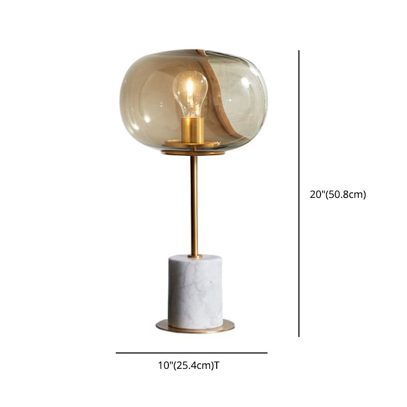 Marble Globe Table Lamp in Modern Luxury Style Electroplate Metal Table Light with Glass Shade