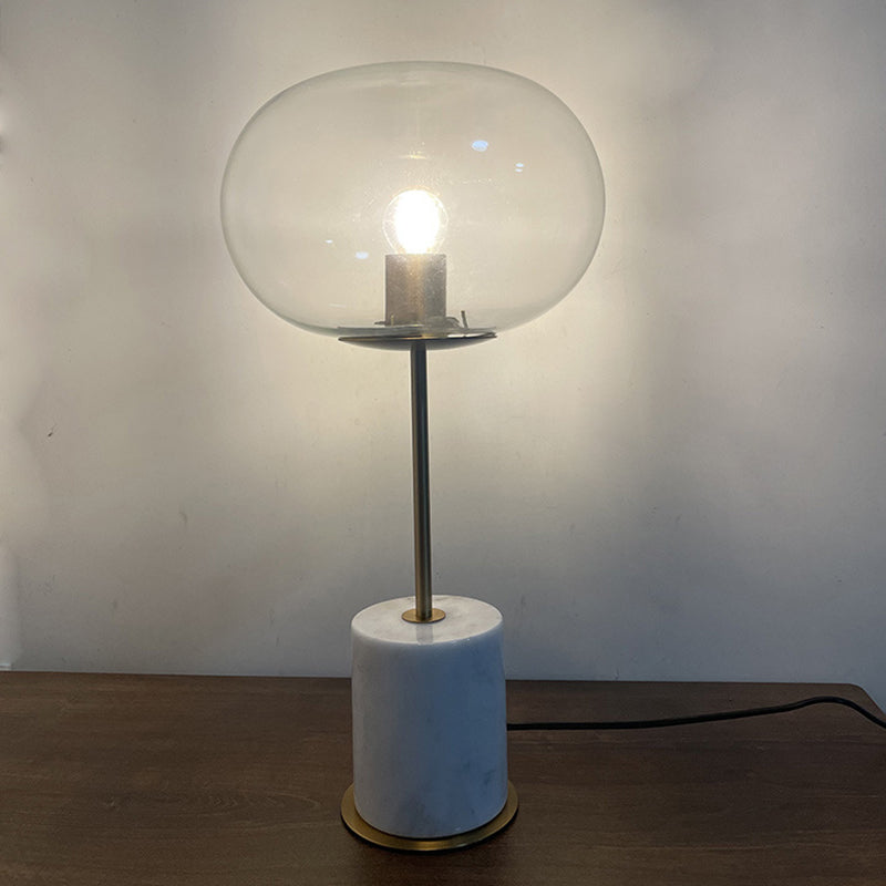 Marble Globe Table Lamp in Modern Luxury Style Electroplate Metal Table Light with Glass Shade