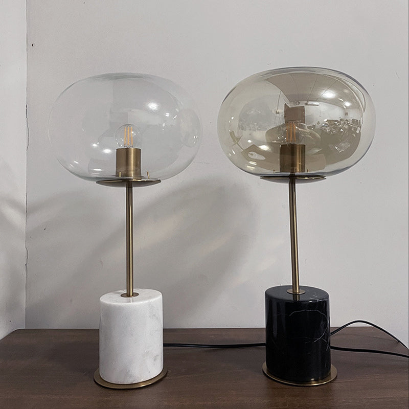 Marble Globe Table Lamp in Modern Luxury Style Electroplate Metal Table Light with Glass Shade