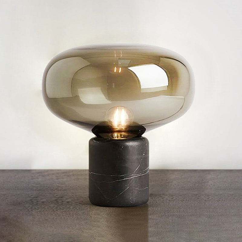 Modern Minimalist Table Lamp Marble Drum Indoor Table Light with Glass Shade