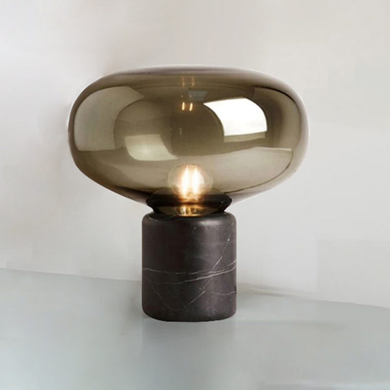 Modern Minimalist Table Lamp Marble Drum Indoor Table Light with Glass Shade