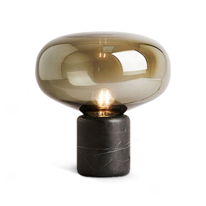 Modern Minimalist Table Lamp Marble Drum Indoor Table Light with Glass Shade