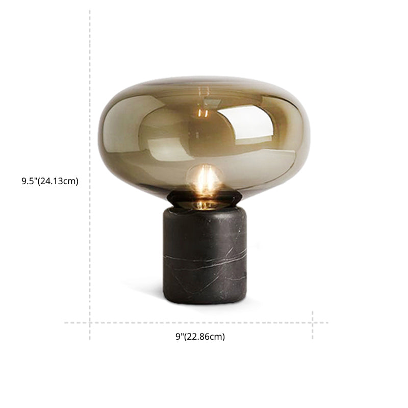 Modern Minimalist Table Lamp Marble Drum Indoor Table Light with Glass Shade