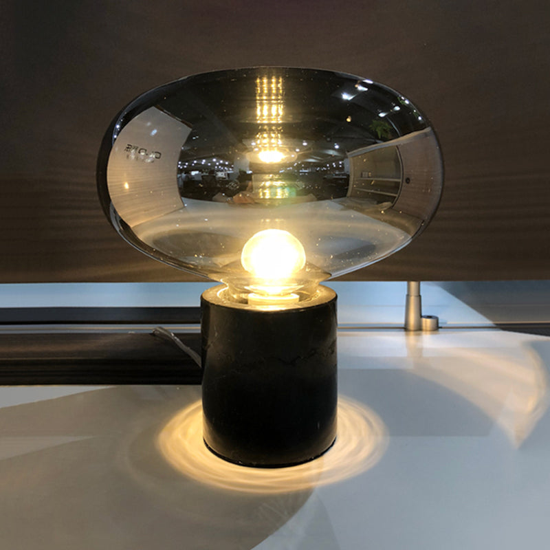 Modern Minimalist Table Lamp Marble Drum Indoor Table Light with Glass Shade