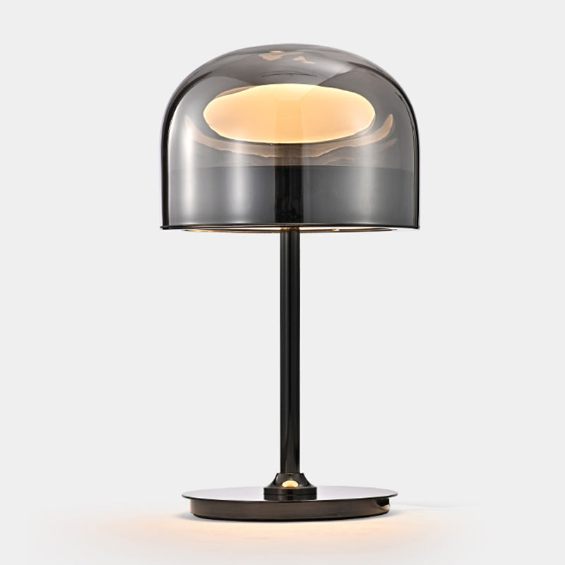 Modern Artistic LED Table Lamp Electroplate Metal Dome Table Light with Glass Shade