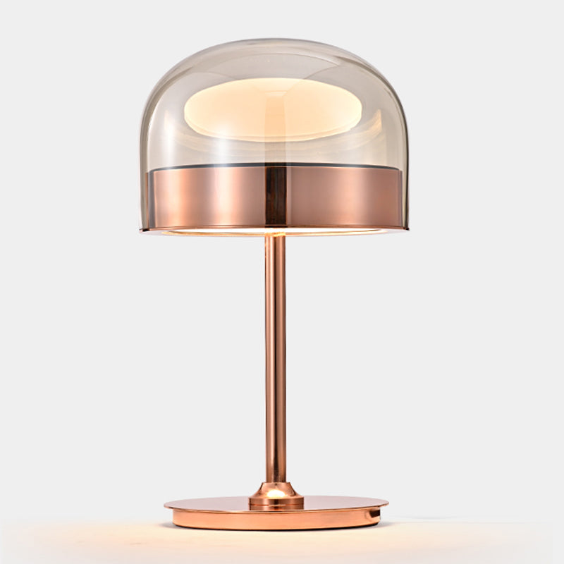 Modern Artistic LED Table Lamp Electroplate Metal Dome Table Light with Glass Shade