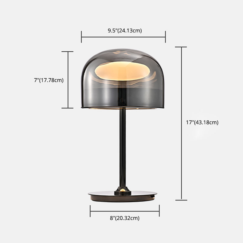 Modern Artistic LED Table Lamp Electroplate Metal Dome Table Light with Glass Shade