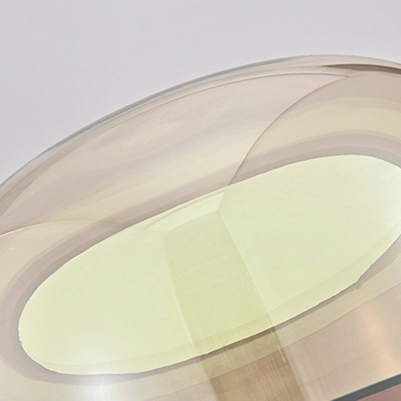 Modern Artistic LED Table Lamp Electroplate Metal Dome Table Light with Glass Shade