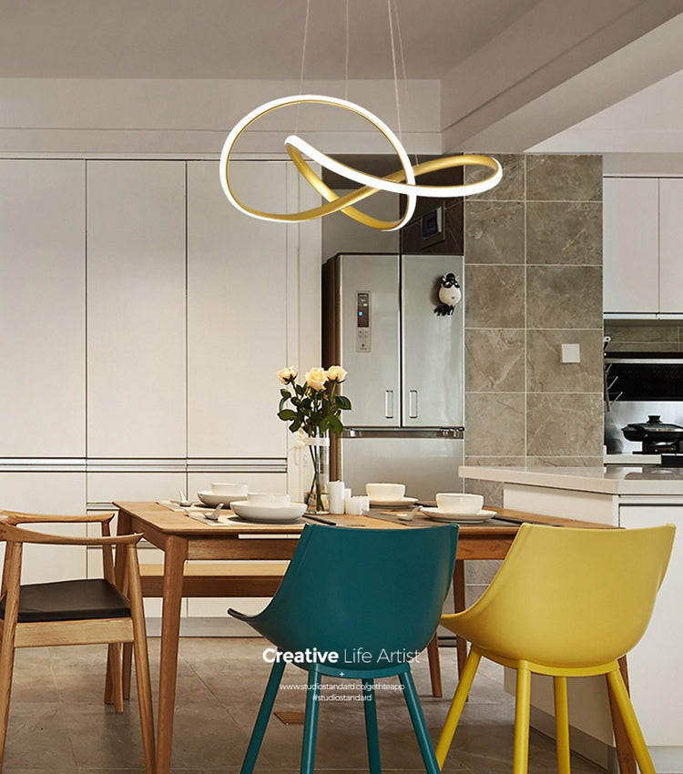 Modern Minimalist LED Pendant Light Aluminium Linear Hanging Lamp with Silicone Shade