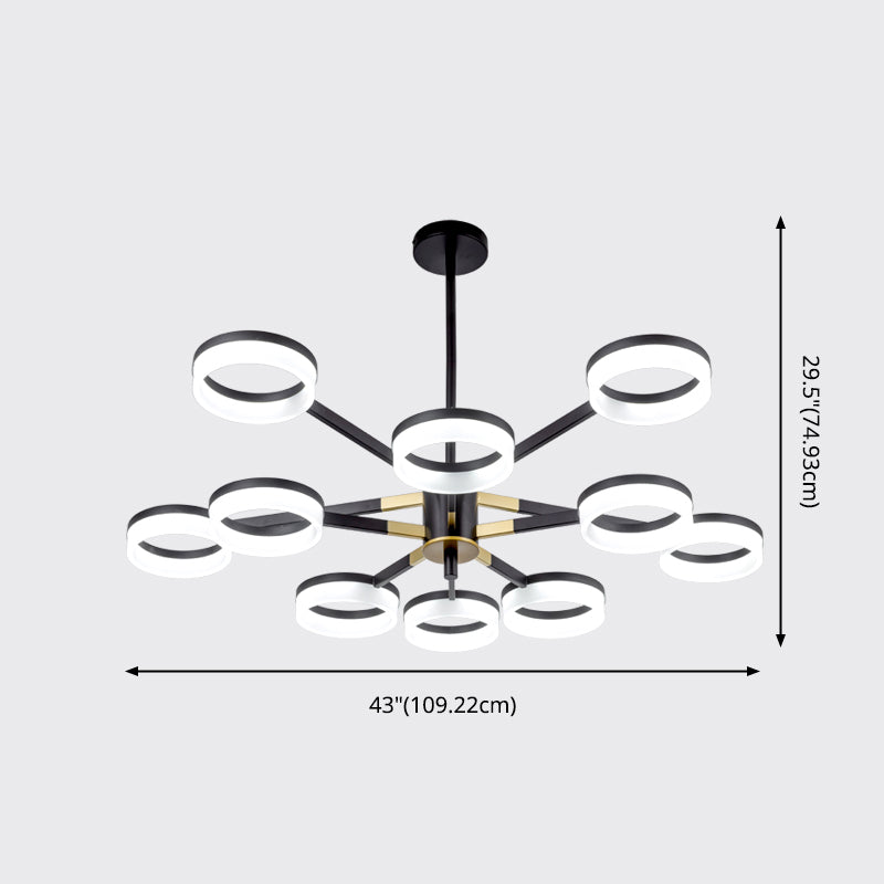Modern Chandelier Lights Multiple Rings Pendant Lighting Fixtures Metal Chandelier