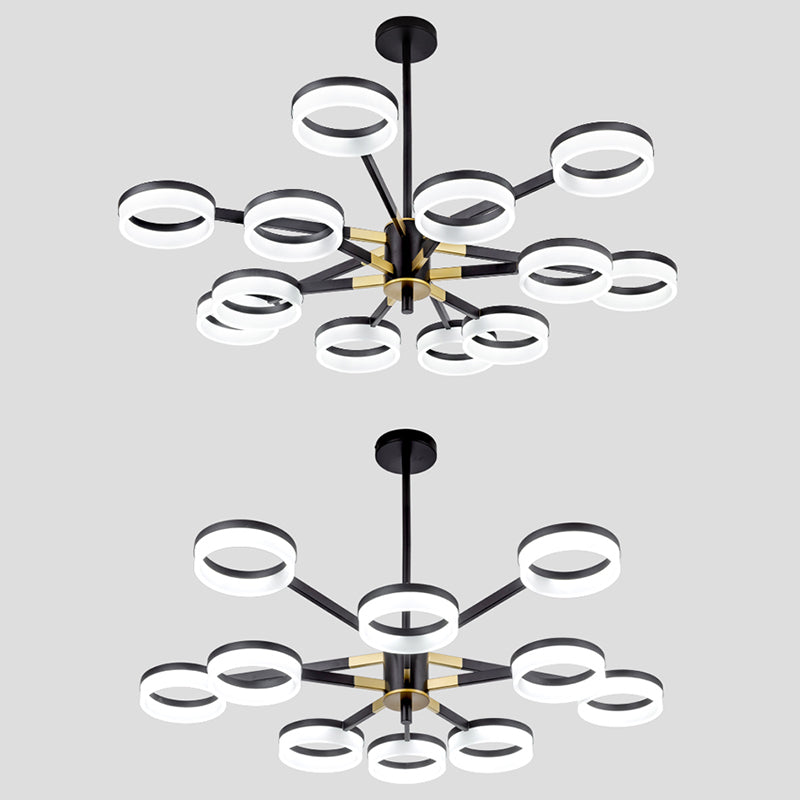 Modern Chandelier Lights Multiple Rings Pendant Lighting Fixtures Metal Chandelier