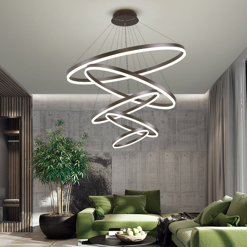 Modern Black Chandelier Multiple Rings Pendant Lighting Metal Chandelier