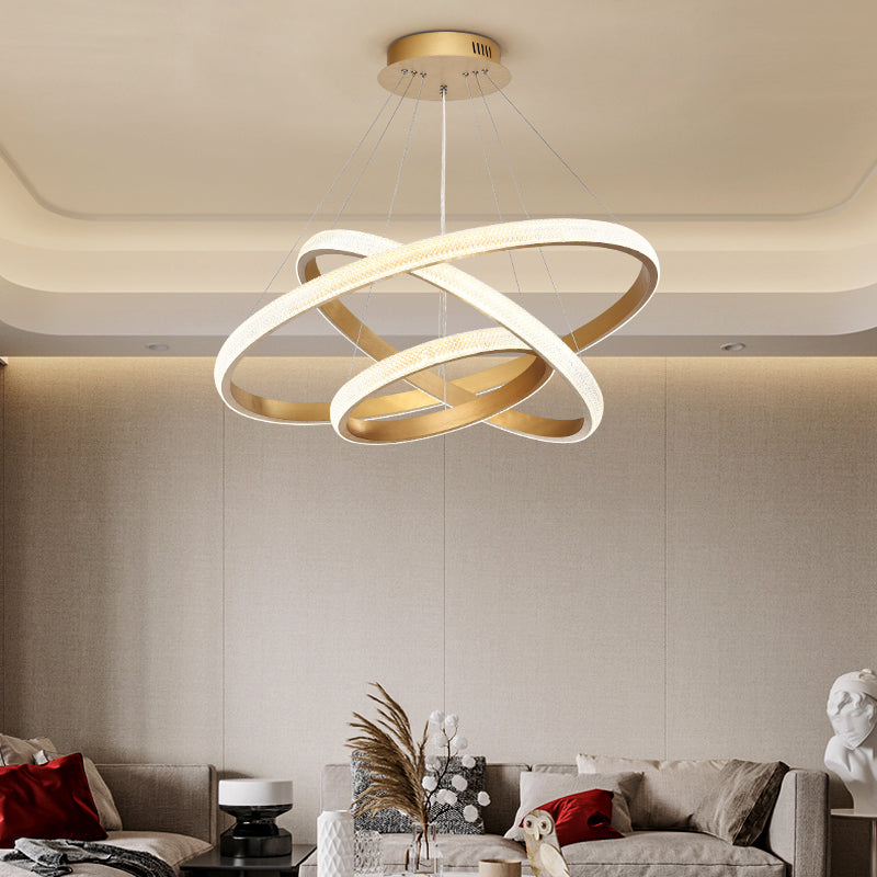 Modern Chandeliers For Foyer Multiple Rings Pendant Lighting Fixtures Metal