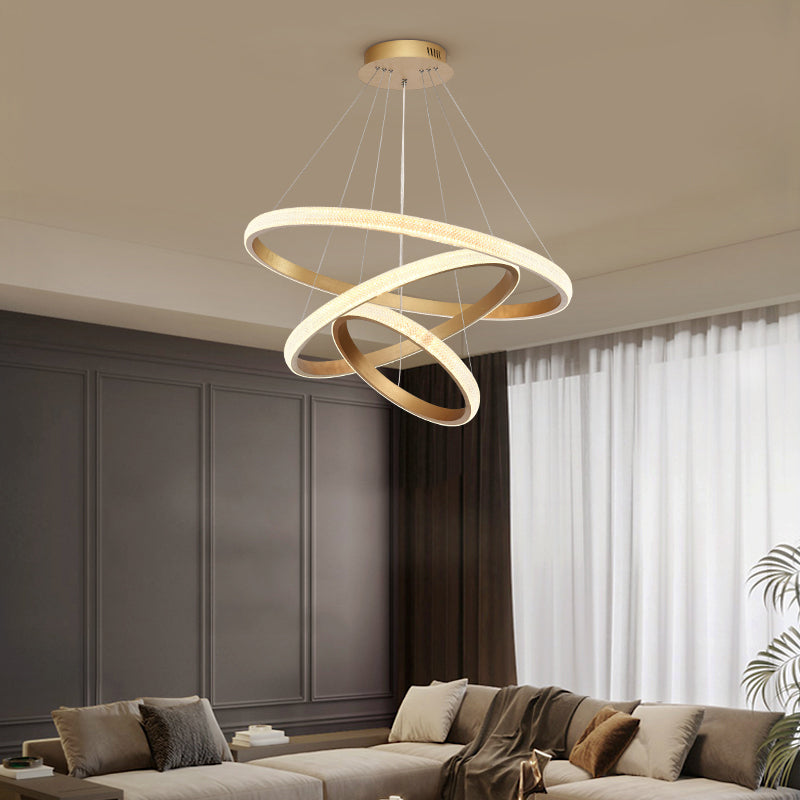 Modern Chandeliers For Foyer Multiple Rings Pendant Lighting Fixtures Metal