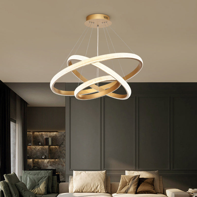 Modern Chandeliers For Foyer Multiple Rings Pendant Lighting Fixtures Metal