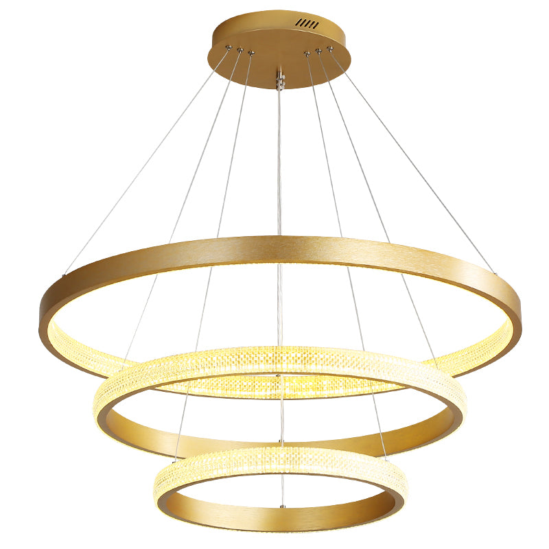 Modern Chandeliers For Foyer Multiple Rings Pendant Lighting Fixtures Metal