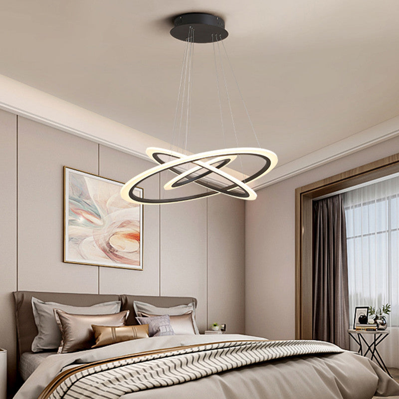 Large Modern Chandelier Multiple Rings Hanging Light Fixtures Metal Chandelier