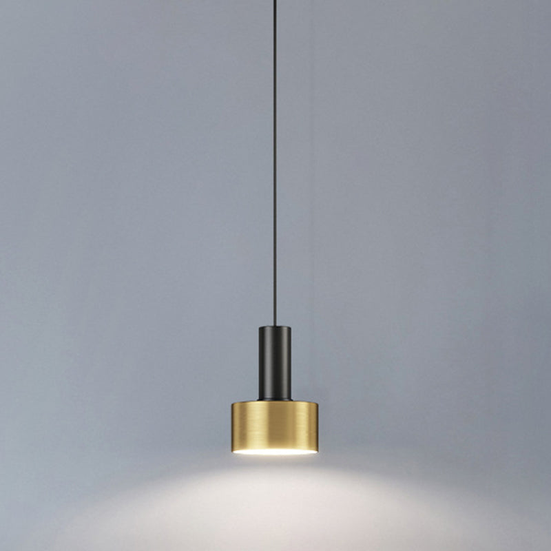 Modern Luxury Single Pendant Light Wrought Iron Cylindrical Hanging Lamp for Bedroom