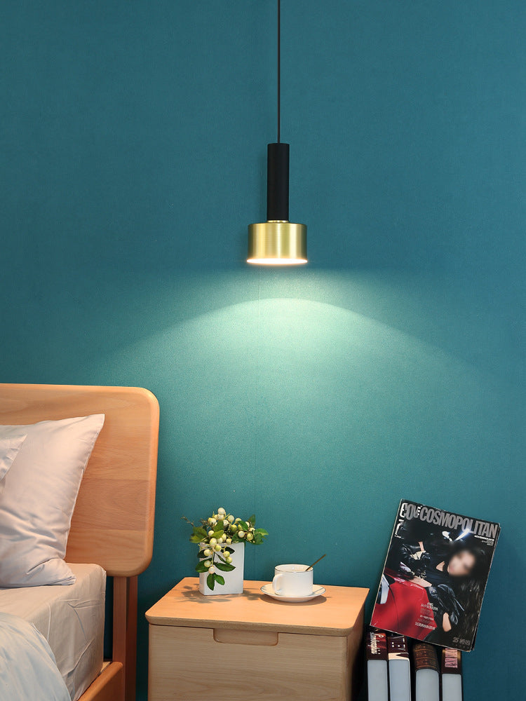 Modern Luxury Single Pendant Light Wrought Iron Cylindrical Hanging Lamp for Bedroom