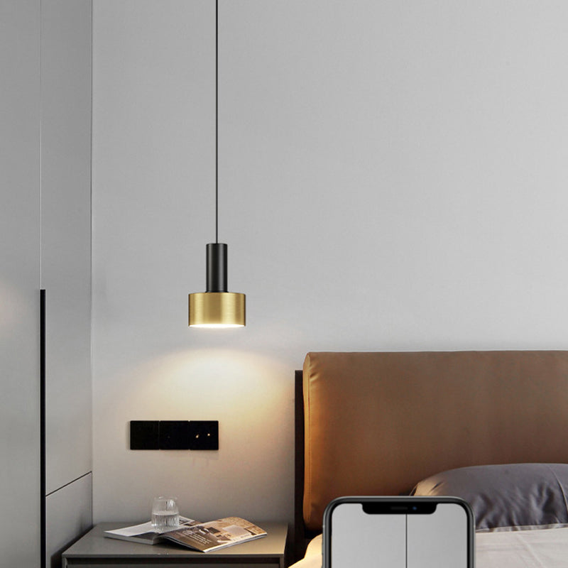 Modern Luxury Single Pendant Light Wrought Iron Cylindrical Hanging Lamp for Bedroom