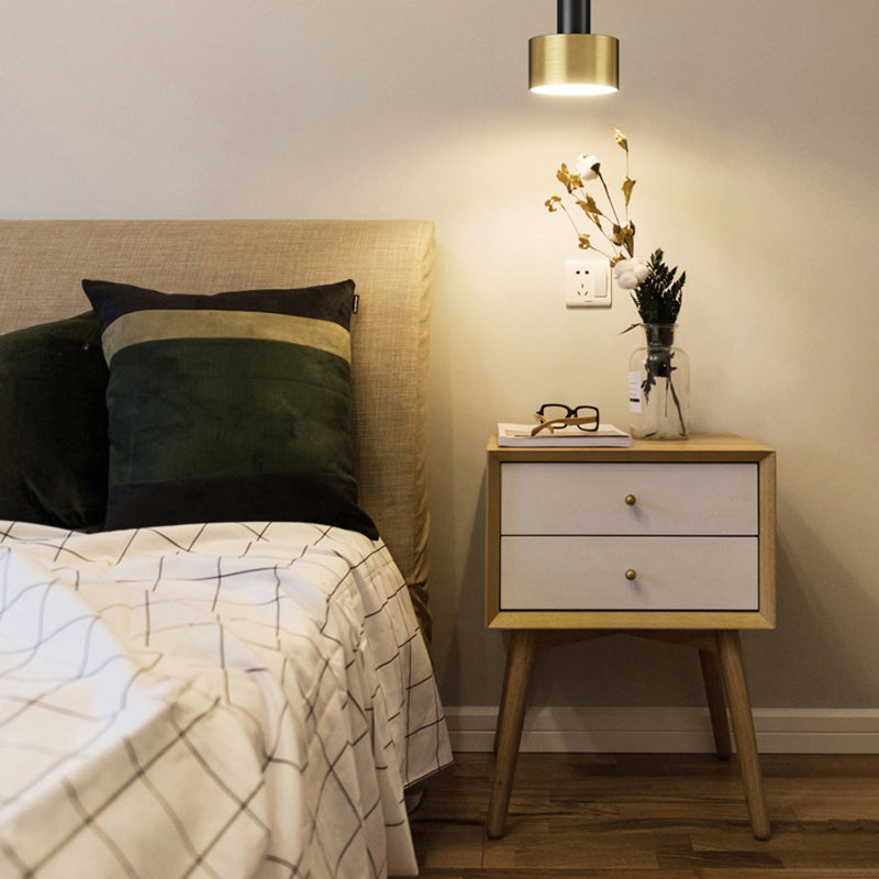 Modern Luxury Single Pendant Light Wrought Iron Cylindrical Hanging Lamp for Bedroom