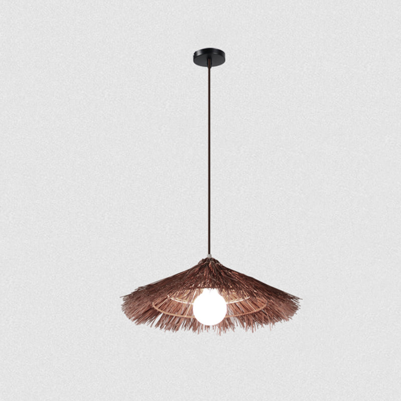 1-Light Bamboo Suspended Lighting Fixture Pendant Light Kit for Dining Room