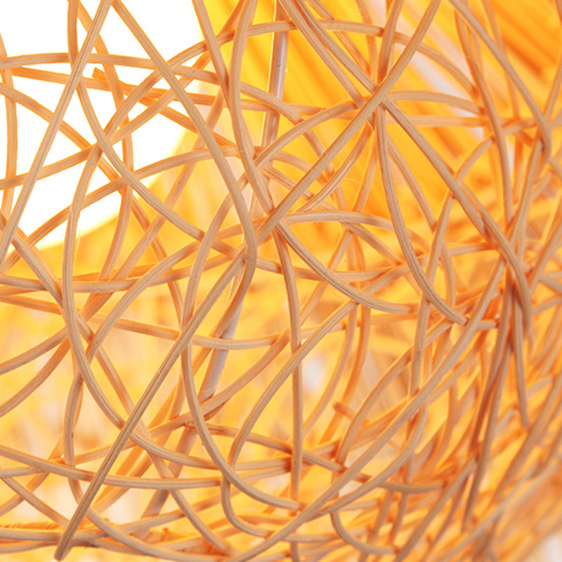 1-Light Bamboo Suspended Lighting Fixture Pendant Light Kit for Dining Room