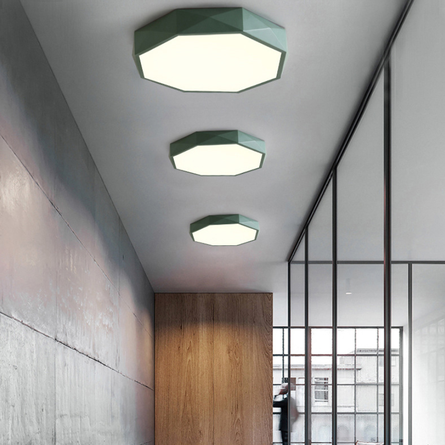 Acrylic Octagon Flush Ceiling Lighting Fixtures Modern Style 1-Light Flush Mount Light