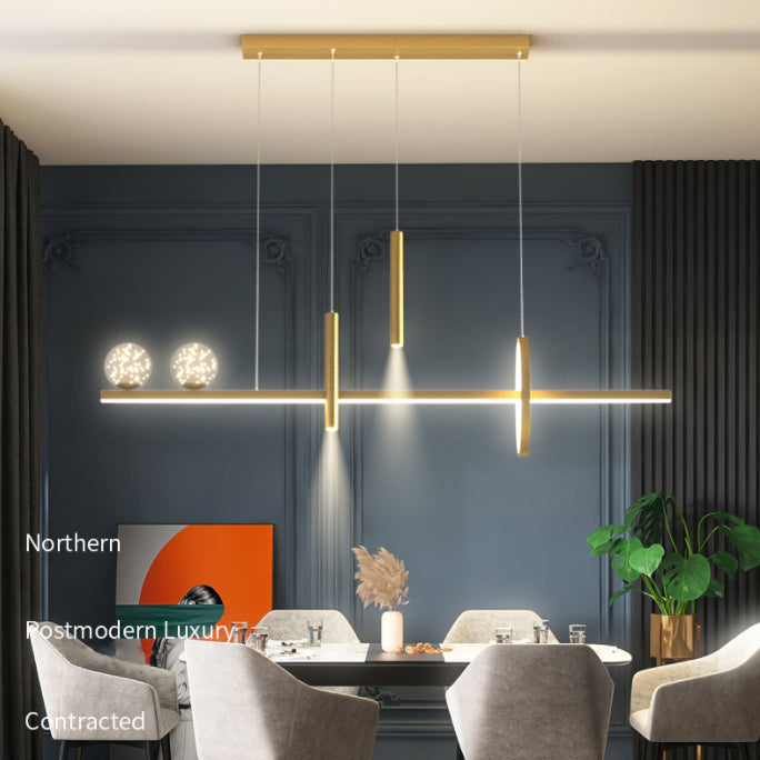 Modern Chandelier Linear Clear Glass Island Chandelier Lights for Dining Room