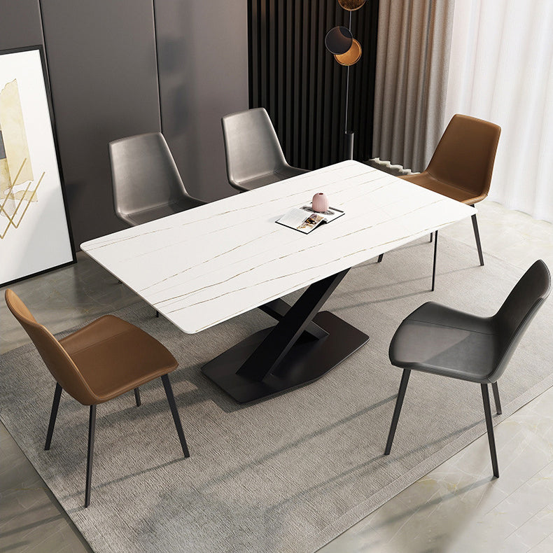 Sintered Stone Dining Room Set Contemporary with Rectangular Dining Table and Chairs