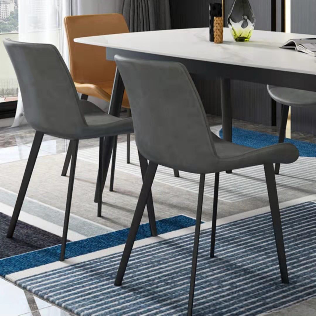 Modern Sintered Stone Table Set of 5/7 with Rectangle Table Dining Set with PU Leather  Chairs