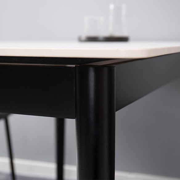 Minimalist Sintered Stone Dining Set with Rectangle Table and Wooden Base Table Set for Restaurant