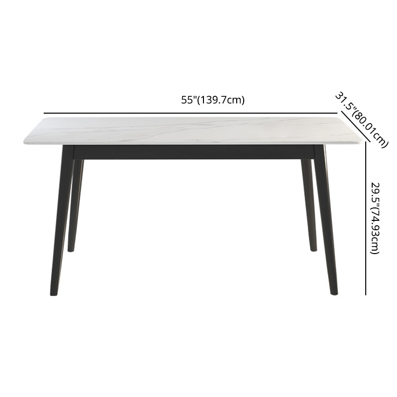 Minimalist Sintered Stone Dining Set with Rectangle Table and Wooden Base Table Set for Restaurant