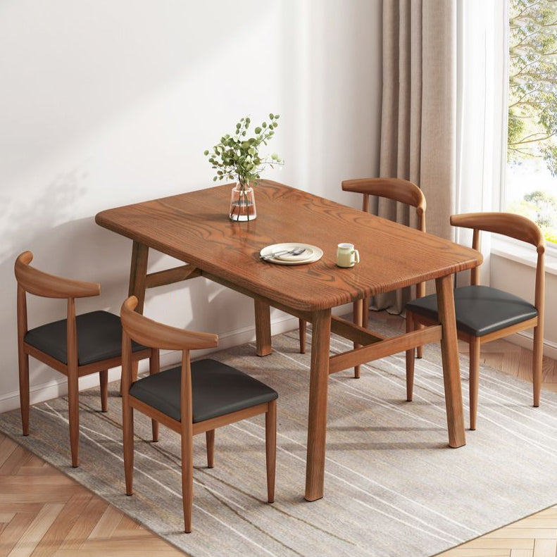 Modern MDF Top Rectangle Shape Dining Set Standard Brown Dining Set With 4 Legs Table