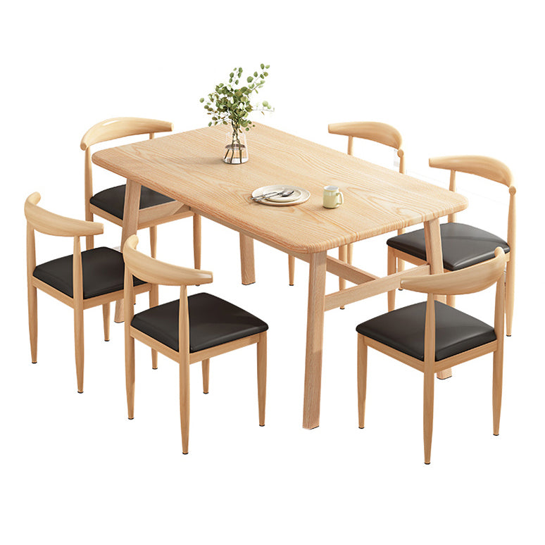 Modern MDF Top Rectangle Shape Dining Set Standard Brown Dining Set With 4 Legs Table