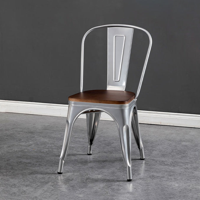 Industrial Style Solid Wood Dining Set with Metal 4 Legs Fixed Table Dinette Set for Restaurant