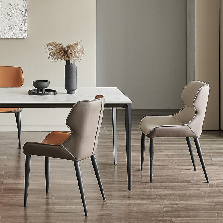 Modern Sintered Stone Table Set of 5/7 with Rectangle Table Dining Set with PU Leather  Chairs