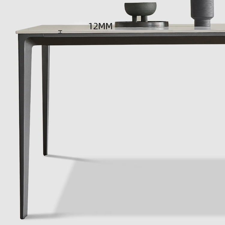 Modern Sintered Stone Table Set of 5/7 with Rectangle Table Dining Set with PU Leather  Chairs