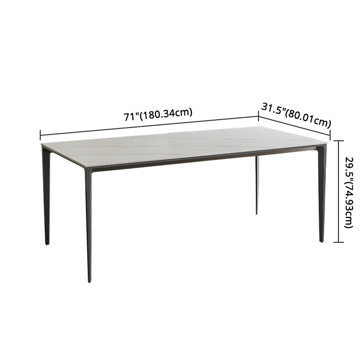 Modern Sintered Stone Table Set of 5/7 with Rectangle Table Dining Set with PU Leather  Chairs