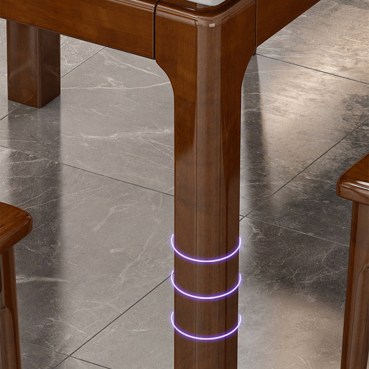 Traditional Fixed Marble Top Dining Room Table with 4 Solid Wood Legs for Kitchen Dining Set