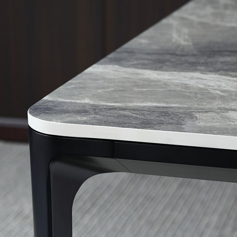 Modern Sintered Stone Table Set of 5/7 with Rectangle Table Dining Set with PU Leather  Chairs