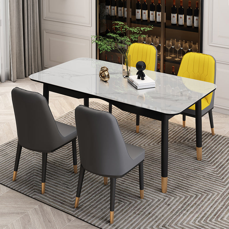 Dining Room Set Modern with Sintered Stone Dining Table and Cushion Chairs