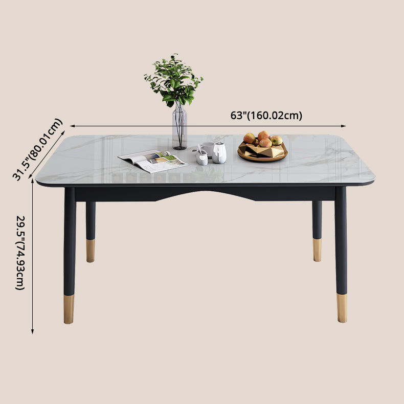 Dining Room Set Modern with Sintered Stone Dining Table and Cushion Chairs